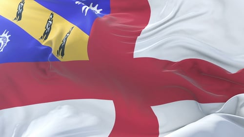 Realistic Waving Flag Animation with Red Cross and National Symbols