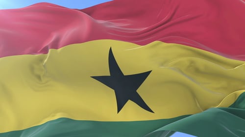 Ghana Flag Waving Loop in Realistic Slow Motion