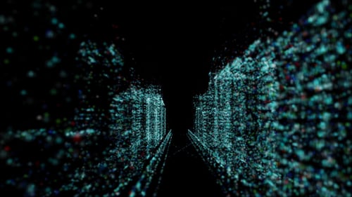 Futuristic Digital Data Stream Particle Tunnel Background