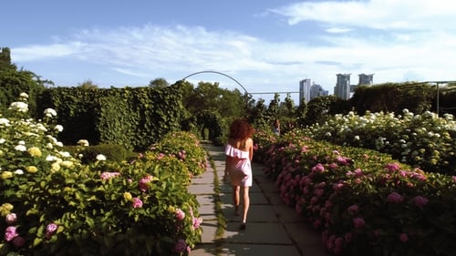 Beautiful Woman Walking Down the Garden