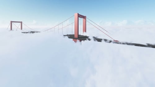 Der Sonnenaufgang der Bay Bridge über den Wolken