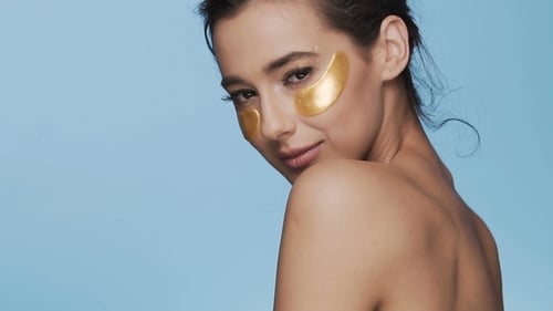 Attractive Brunette Model at Studio Background