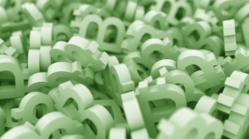 Multiple Green Bitcoin Signs