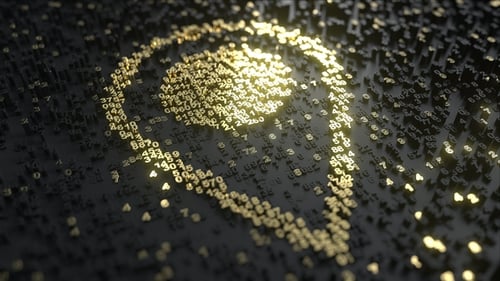 Geotag or Location Pin Made of Gold Numbers