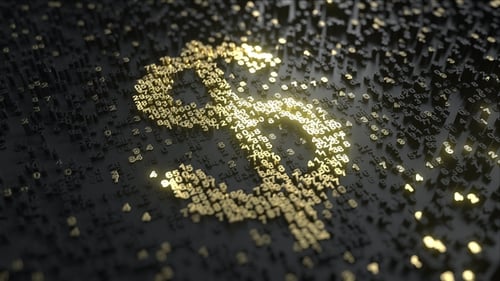 Dollar Sign Made of Gold Numbers