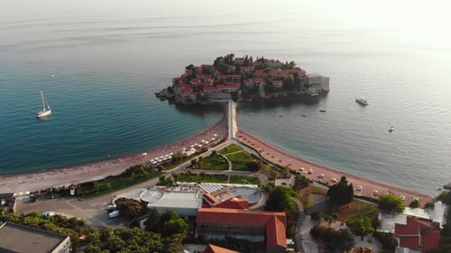 Aerial View Over Sveti Stefan, Montenegro