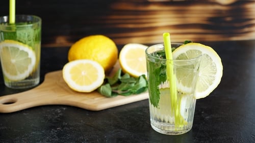 Refreshing Lemon and Mint Infused Water Composition
