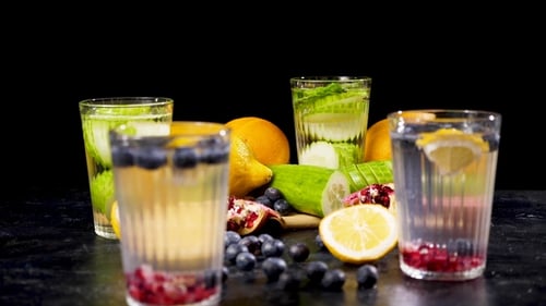 Fruit Infused Water with Lemon, Cucumber and Berries