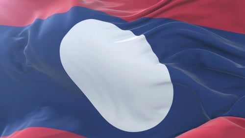 Flagge von Laos weht