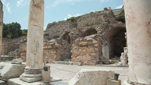 The Ruins of Ancient Library at Ephesus, Ancient City Izmir, Turkey.
