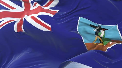 Montserrat National Flag Waving with Realistic Fabric Details