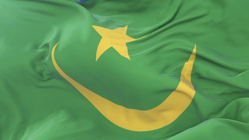 Waving Islamic Flag with Crescent and Star for Religious Themes