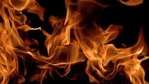 Dynamic Flames Dancing Against Black Background