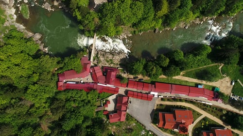 Aerial View of Mountain River in Summer