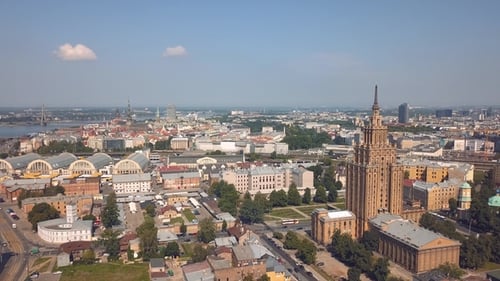 Urban Cityscape Aerial View on Clear Day