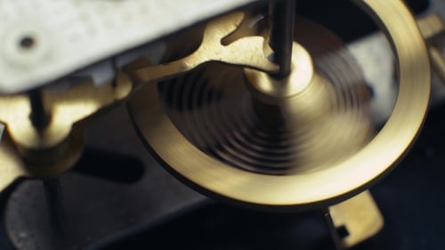 Clockwork Gears Moving in Intricate Mechanism