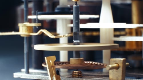 Rotating Gears Mechanical Watches. Pendulum Clock.