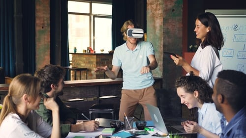 Young Adults Exploring Virtual Reality in Office
