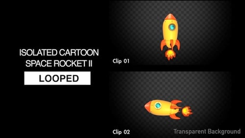 Isolated Cartoon Space Rocket Looped Animation