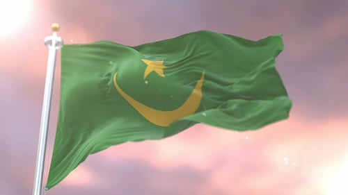 Mauritania Flag Waving Animated Loop