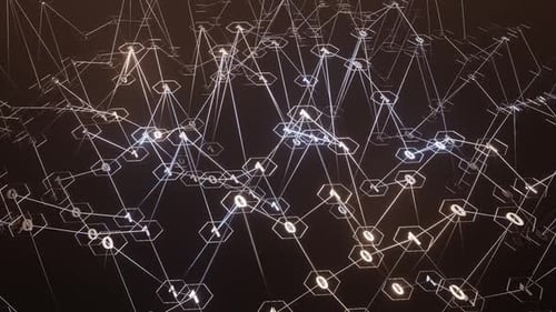 HD Künstlerische Infografiken binäre Zahlen Drehung. Technologie-Netzwerkdatenverbindung