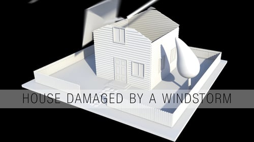 Casa dañada por una tormenta de viento