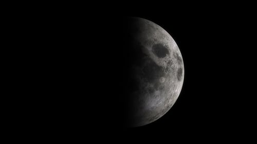 Realistic Moon Phases Animation on Black Background