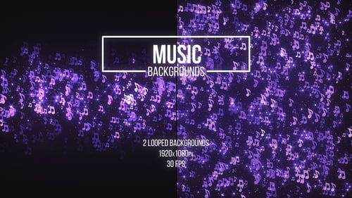 Seamless Loop of Glowing Purple Music Notes Background