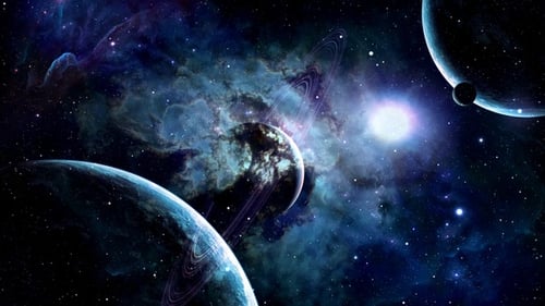 Cosmic Journey Through Nebula with Ringed Planet and Stars