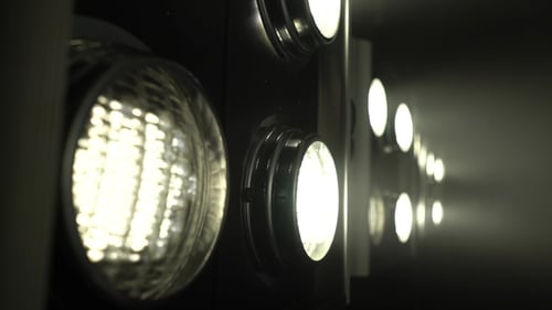 Row of Lights Flashing On and Off