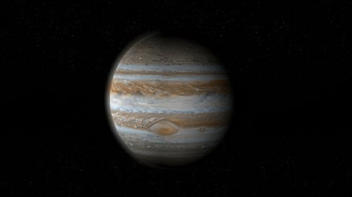 Realistic Jupiter Planet Spinning in Starry Cosmos
