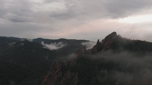 Fog Among the Mountain Peaks Bad Weather and Fog in the Siberian Nature Reserve