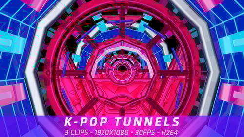 Vibrant Neon Geometric Abstract Tunnel Loop