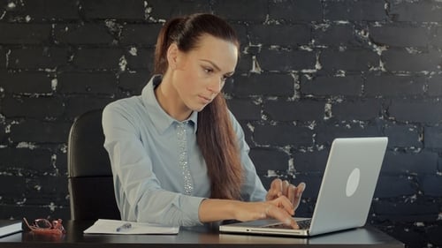 Business Woman with Notebook in the Office