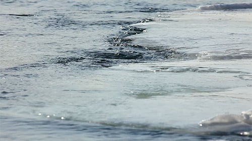 Icy Water Flowing on the Shoreline