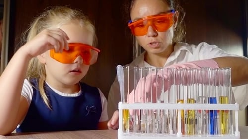 Child and Woman Conducting Science Experiment Together