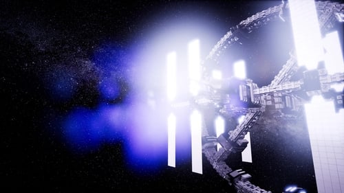Futuristic Space Station Rotating in Deep Space Animation