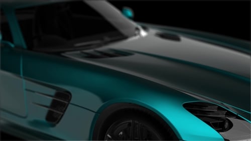 Dynamic Focus Reveal Animation of a Blue Luxury Sports Car