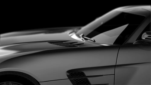 Sleek 3D Sports Car Rotation on Black Background