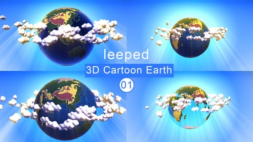 Animated Rotating Earth Globe with Stylized Clouds