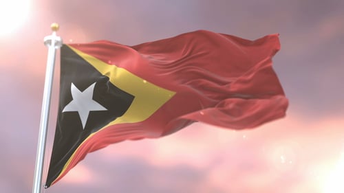 Waving Flag of East Timor in Realistic Motion