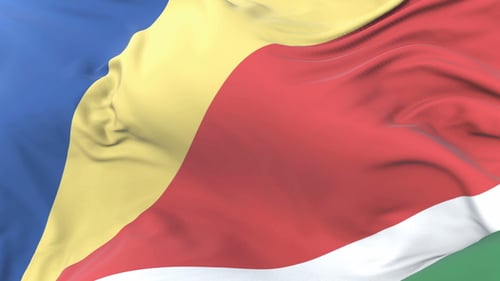 Seychelles National Flag Waving in Realistic Fabric Motion Loop