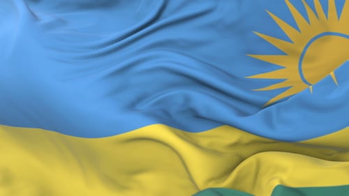 Realistic Waving Flag of Rwanda, Seamless Loop Animation