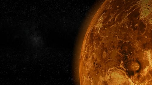 Rotating Planet in Starry Space Background