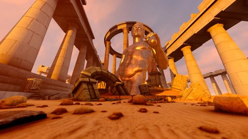 Sculpture en or et temple
