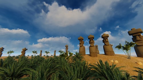 360 Degree Panoramic View of Moai Statues on Easter Island
