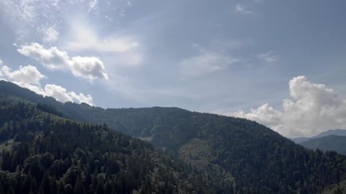 Beautiful View of Mountain Forest and Blue Sky