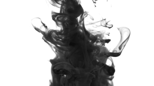 Abstract Black Ink Swirling on White Background