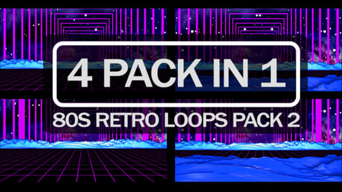 80s Retro Futuristic Looping Backgrounds Pack