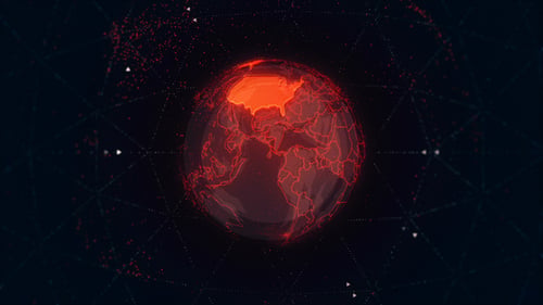 USA Maps on the Rotating Red Earth 4K